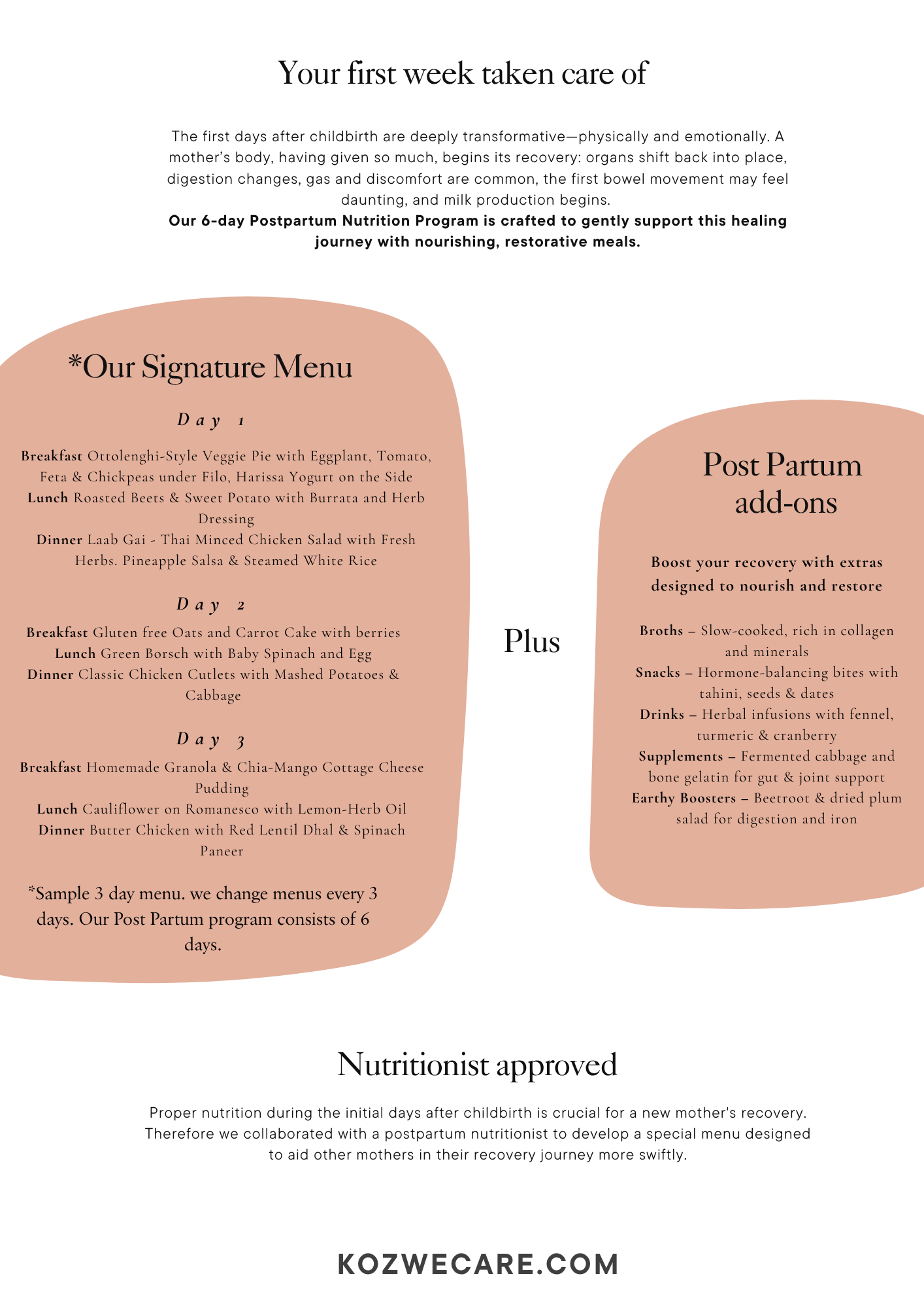 Post-Pregnancy Meal Program