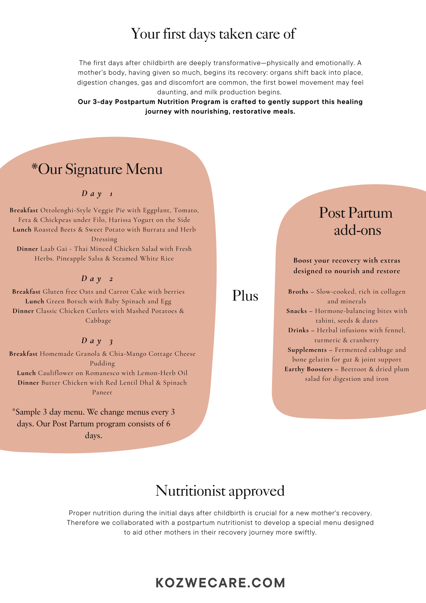 Post-Pregnancy Meal Program